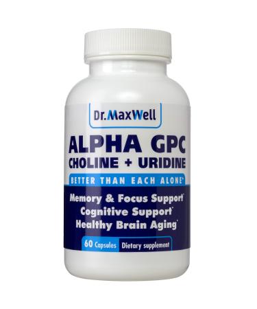 Alpha GPC 600mg + Uridine, a Choline Enhancer. Better Than Alpha-GPC or Uridine lone. Best Alpha GPC Choline: 2in1, Soy Free, No Fillers, USA. Best Choline Form, 60 Pills, Money Back Guarantee