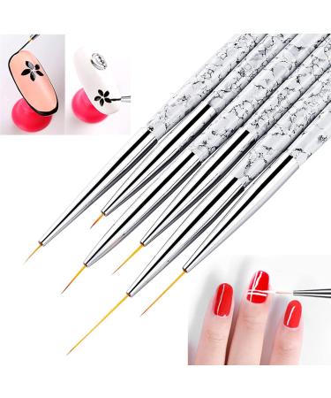 6-Piece Nail Design Brush Set | Professional Detail Brushes for Manicure & Salon | Malpinsula UV Gel & Acrylic Nail Art Tools - Buy Online on GoSupps.com