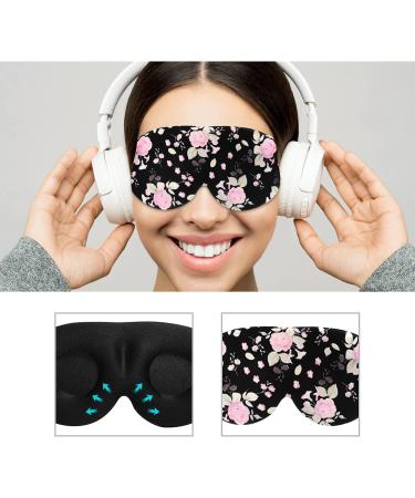3D Contoured Cup Sleep Mask - Adjustable Straps, Super Soft Eye Mask for Women Men, Ideal for Sleeping, Travel, Yoga - Peony Flower Design - Buy Online on GoSupps.com