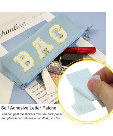 26 Piece Self Adhesive Chenille Letter Patches A-Z White 2.56 Inch - Varsity Embroidered Gold Glitter Border - Stoney Clover Alphabet Patches - DIY Craft - Buy Online on GoSupps.com