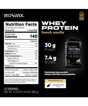 100% Hydrolyzed Whey Protein Isolate | 30g Protein 7.4 g BCAAs | French Vanilla | Informed Sport Certified Banned Substance Free | Low Carb Keto Friendly Fast Absorbing Powder | 22 Servings French Vanilla 1.94 Pound (Pac  - Buy Online on GoSupps.com