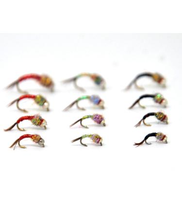 Outdoor Planet All-Time Favorites Trout Assortment Dry Flies/Nymph/Caddis/Mayfly/Attractor/Wet Flies Trout Fly Fishing Flies 12 Rainbow Warrior Attractor assortment