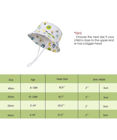 LANGZHEN Baby Girls Sun Protection Hat with Chin Strap - White, Animals Print | Adjustable Wide Brim Toddler Kids Hat for Summer Play (3-6 Months) - Buy Online on GoSupps.com
