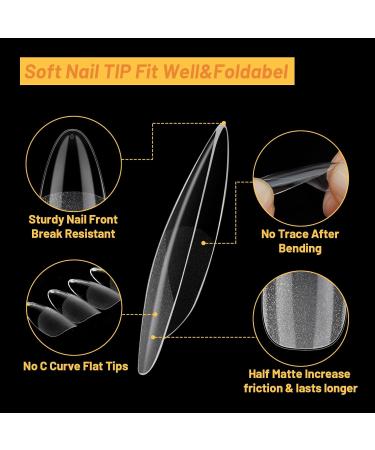 Venares 500 Almond Nail Tips - Short Pre-Polished Soft Gel Tips with Glue | 10 Sizes for Perfect Nails - Buy Online on GoSupps.com