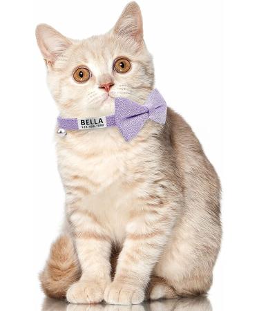 LaReine Plaid Print Breakaway Cat Collar with Bell & Bow Tie - Adjustable Safety Collar for Kittens - Purple Bling Option - Buy Online on GoSupps.com