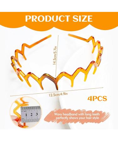 Ruzister 4 Pieces Zigzag Headbands Classic 90s Plastic Headband with Teeth Wavy Comb Headband for Women and Men Shark Tooth Headband - Buy Online on GoSupps.com