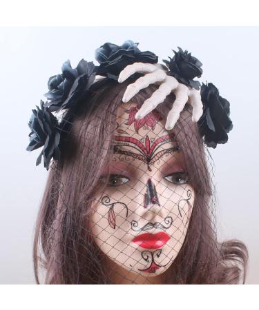 hgnxa Punk Skeleton Flower Shape Hair Hoop Women Headband Makeup for Head Band for Live Broadcast Halloween Hair Accessory Red - Buy Online on GoSupps.com