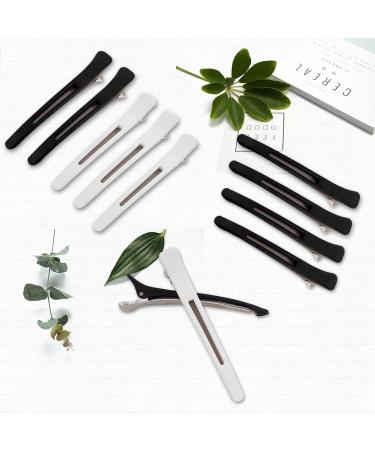 12 Piece Hair Clamps Set - Black & White Slipproof Hair Clips for Women | No-Trace Hairpins for Cutting & Styling - Buy Online on GoSupps.com