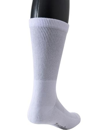 Yomandamor Men's Diabetic Crew Socks - Breathable Cotton Non-Binding Cushioned - 4-Pair Size 10-13 White - International Shipping Available - Buy Online on GoSupps.com