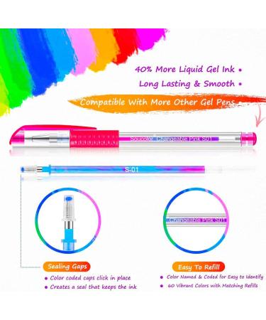 Soucolor Gel Pens for Adult Coloring Books - 120 Pack with 60 Colored Gel Pens, 60 Refills, Travel Case - High Quality Art Markers Set for Drawing, Journaling, Scrapbooking - Buy Online on GoSupps.com