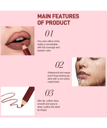  Gireatick Matte Finish Series Lip Pencil Set - Nude Red Brown Purple Creamy - Long Lasting Lip Makeup Pen - Water Resistant - 12 Pack - Buy Online on GoSupps.com