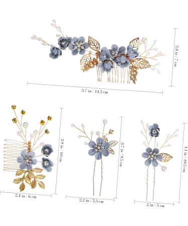 2 Set Hairpin Rhinestone Headpiece Wedding Hair Clips for Brides Blue Hair Accessories Bridal Hair Clip Pearl Wedding Hair Accessories Hair Pins Wedding Dress Zinc Alloy Miss Fork - Buy Online on GoSupps.com