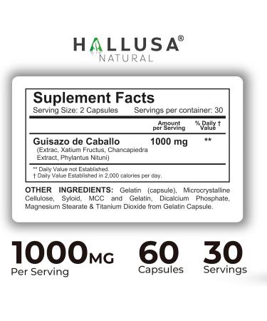 Hallusa Natural Hall Chanca Piedra Ultra with Guizaso de Caballo 1000mg Kidney Cleanse & Gallbladder Supplement Urinary Tract Health - 60 Capsules - Buy Online on GoSupps.com