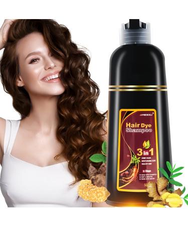 FONDIIA Herbal Brown Hair Color Shampoo 500ML 3-In-1 Hair Dye Shampoo Instant Hair Color for Refresh Hair Color 15-Min Natural Hair Coloring  Gray Brown Dark Brown 2