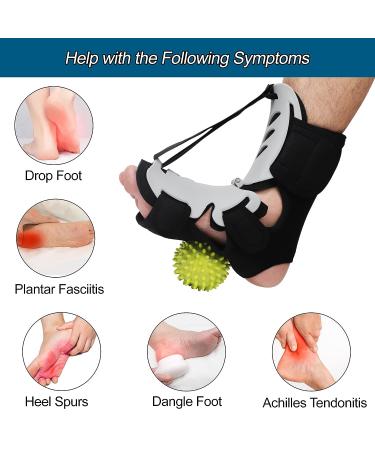 Komzer Plantar Fasciitis Night Splint with Spiky Massage Ball - Pain Relief for Heel, Arch & Ankle - Adjustable for Achilles Tendonitis - Fits Most Sizes - Buy Online on GoSupps.com