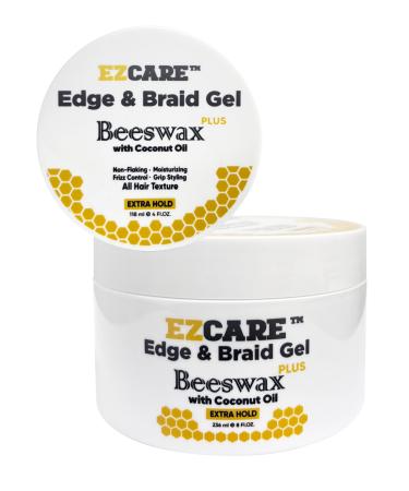 Edge & Braid Gel Beeswax Plus Coconut Oil/All Hair Texture/Extra Hold (4 fl oz.) Clear