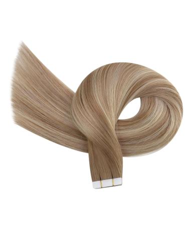 Ugeat Real Hair Extensions - Light Brown & Blonde Ombre Tape-In Extensions | 20 Pieces 45cm 50g - Invisible Balayage #9a/60/9a - Buy Online on GoSupps.com