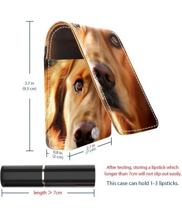 Luxury Leather Lipstick Case with Mirror | Mini Lip Gloss Organizer - Golden Retriever Design - Buy Online on GoSupps.com