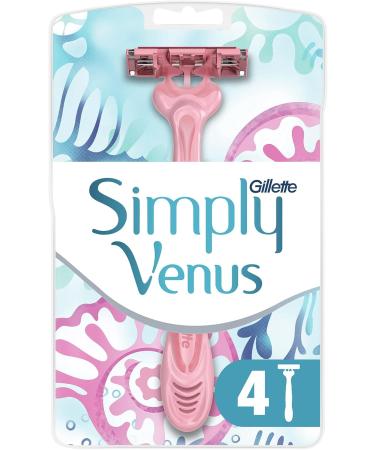 Simply Venus 3 Blade Disposable Razors with Moisture Rich Strip 4 Count (1 Pack) - Buy Online on GoSupps.com