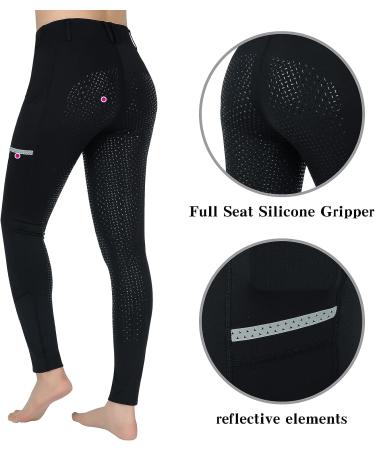 SPOEAR Girls' Full Seat Silicone Breeches - Black Large | Kids' Equestrian Riding Pants with Pockets - Buy Online on GoSupps.com