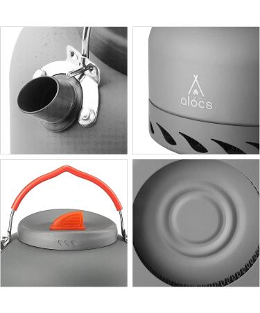 Alocs 1.3L Camping Kettle with Heat Exchanger - Portable Aluminum Tea Kettle for Outdoor Hiking and Picnic - Buy Online on GoSupps.com