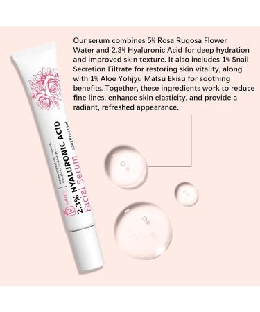 2.3% Hyaluronic Acid Serum for Face with 5% Rosa Flower Water Deep Moisturizing Anti-Wrinkle(3Pack-Each 15g) - Buy Online on GoSupps.com
