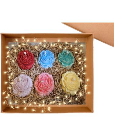 Set of 6 Beautiful Peony Flower-Shaped Scented Candles | Perfect for Special Occasions | International Shipping Available - Buy Online on GoSupps.com