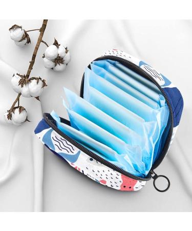 Eco-Friendly Menstrual Pad Bag - Marine Life Cartoon for Women & Girls | Zip Tampon Storage - Sea Turtles Octopus Dolphin & Jellyfish - Buy Online on GoSupps.com