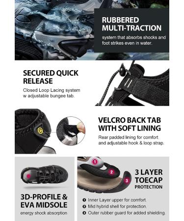 Atika Men's Closed Toe Hiking Sandals - Arcane Black, Size 11 - Buy Online on GoSupps.com