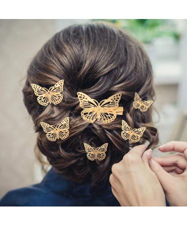 24 Piece Metallic Butterfly Hair Clips for Women and Girls - Gold, 2 Styles & Sizes - Hair Accessories for Weddings and Brides - Buy Online on GoSupps.com