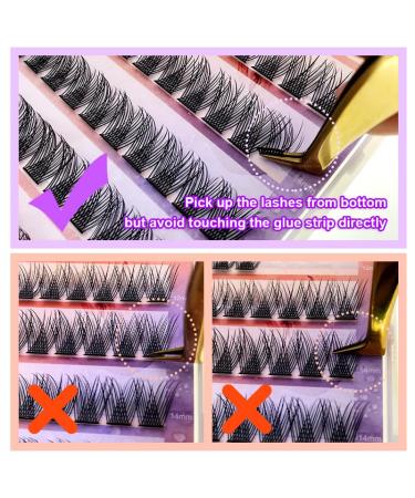 Shop No Glue Self Adhesive Eyelashes - 96 Cluster Lashes DIY 10-16mm Wispy Extensions for Beginners | Long-Lasting Individual False Lashes - Buy Online on GoSupps.com
