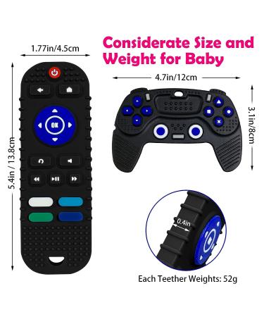Tronphy Silicone Teether Toys - Remote Control Game Pad Shape Teething for Toddler - Chew Toys for 6-12 Months Baby - Sensory Press Button - 2 Pcs (Black) - Buy Online on GoSupps.com