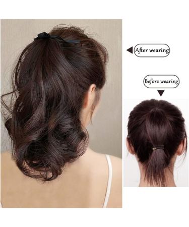 Ponytail Extensions Extension Heat Resistant Ribbon Drawstring Wavy Ponytail Hair Synthetic Short Curly Ponytail Pieces Black Brown Wavy Ponytail Hair for Women for Women(Color:001) - Buy Online on GoSupps.com