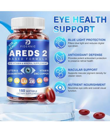 AREDS 2 Eye Vitamin & Mineral Supplement Lutein and Zeaxanthin Supplement, Vitamin C & E, Zinc & Copper for Blue Light Protection, Eye Health Support, Eyebright, Eye Doctor Trusted 150 Softgels 150 Count (Pack of 1) - Buy Online on GoSupps.com