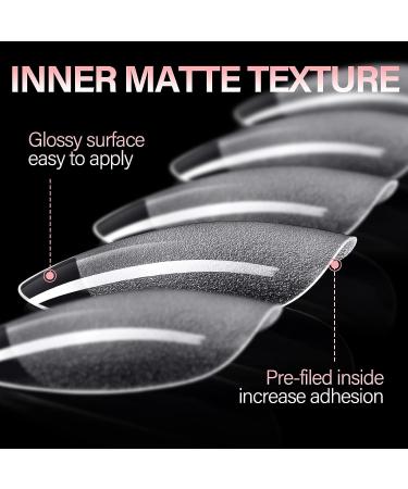 AILLSA Short Almond Nail Tips - Half Matte Full Cover Clear Gelly Tips for DIY Nail Extension - 360 PCS - Buy Online on GoSupps.com