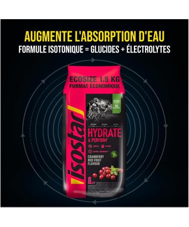 Isostar Isostar - Hydrate & Perform Cranberry and Red Fruit Flavor - Isotonic Drink Powder - 1.5 kg (37 servings) - Buy Online on GoSupps.com