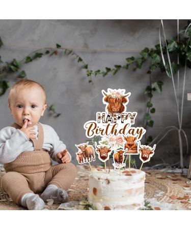 Tanlade 25 Pcs Highland Cow Cake Topper and Highland Cow Cupcake Topper Highland Cow Birthday Decorations Highland Cattle Cake Decorations for Farm Animal Zoo Boy Girl Birthday Party Decor - Buy Online on GoSupps.com