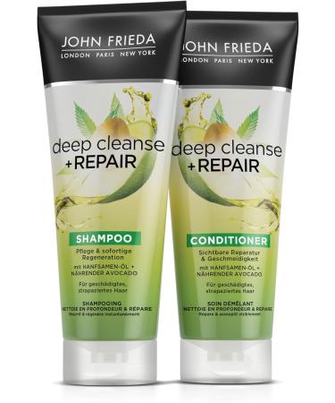 John Frieda Deep Cleanse & Repair Set Shampoo 250 ml & Conditioner 250 ml Hair type: damaged damaged Immediate care & regeneration With nourishing avocado - Buy Online on GoSupps.com