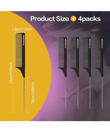 Goodofferplace 4PCS Hair Rat Tail Combs Set - Fine Tooth Metal Hair Pick for Women & Girls - Ideal for Curly Braiding & Styling - Detangling Comb (Black) - Buy Online on GoSupps.com