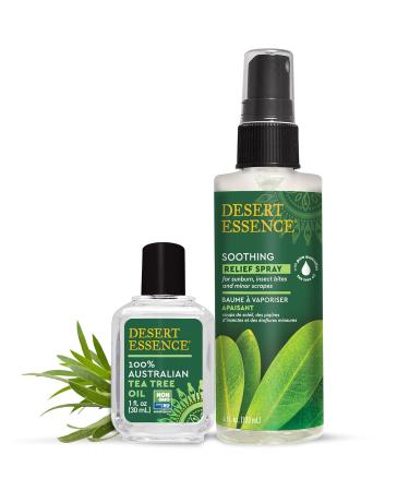 Desert Essence Soothing Relief Spray 4 fl oz (Pack of 6) - Australian Tea Tree Oil for Sunburn, Insect Bites & Aching Feet - Buy Online on GoSupps.com