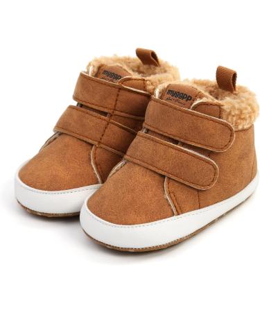 RVROVIC Baby Anti-Slip Sneakers Soft Ankle Boots | Toddler First Walkers | Newborn Crib Shoes 0-6 Months | Brown - Buy Online on GoSupps.com