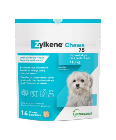 Vetoquinol Zylkene Veterinary Health Product - Calm and Relaxed Behaviour in Pets During Stressful Events - 75 mg - Small Dogs - 14 Units Small Dogs 75 mg