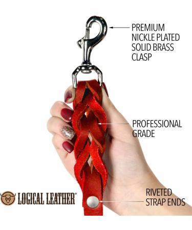 Logical Leather 6FT Braided Dog Leash - Heavy Duty Full Grain Leather Lead in Red - Buy Online on GoSupps.com