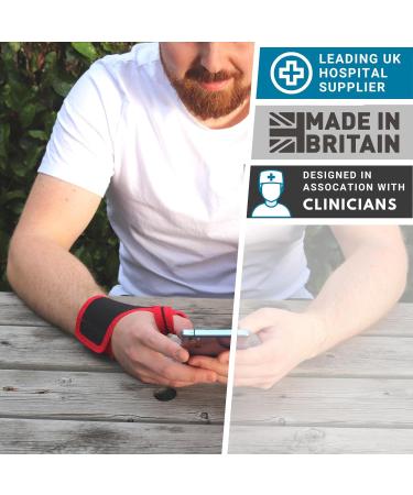 Solace Bracing Thumb Support Max - Breathable Thumb Spica Splint - XL Right Hand - Black/Red Trim - Buy Online on GoSupps.com