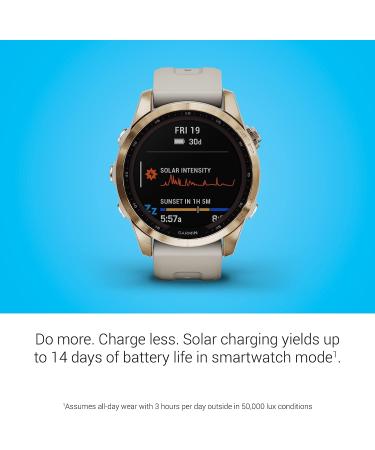 Garmin Fenix 7S Sapphire Solar Smaller Adventure Smartwatch - Cream Gold Titanium - Buy Online on GoSupps.com
