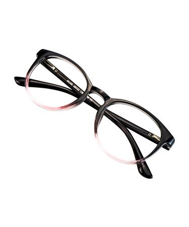 Blue Light Blocking Glasses for Women/Men, Anti Eyestrain, Computer Reading, TV Glasses, Stylish Oval Frame, Anti Glare(Black Purple, No Magnification) 0.00 (No Magnification) 14_muse_black Purple