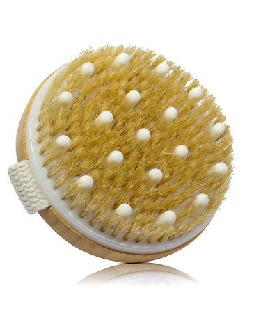 GiimiBash Bamboo Dry Body Brushes Dry Body Brush for Dry Skin Blood Circulation Cellulite Treatment Wet and Dry Brush Suitable for All Kinds of Skin with Soft and Stiff Bristles 1 Pcs