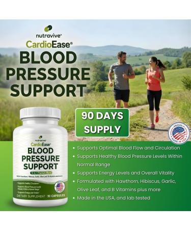 Nutravive 13-in-1 Heart Health Supplement Supports Healthy Circulation & Blood Pressure Levels with Hawthorn Garlic Olive Leaf Hibiscus B12 & More | Made in USA | 90 Capsules - Buy Online on GoSupps.com