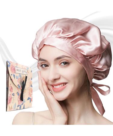 Rosa silk hat mulberry silk sleeping hat slip -resistant hair care silk hood for sleeping for women breathable silk sleeping cap for curly hair with an elastic ribbon