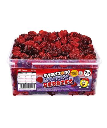 Sweetzone Juicy Berries Halal Sweets Tub 805g 350pcs Sweets Bulk Retro Sweets Jelly Sweets Sweet Box Sweet Tubs Bulk Sweets Candy for Sweet Bags for Sweet Tooth Cravings Berry